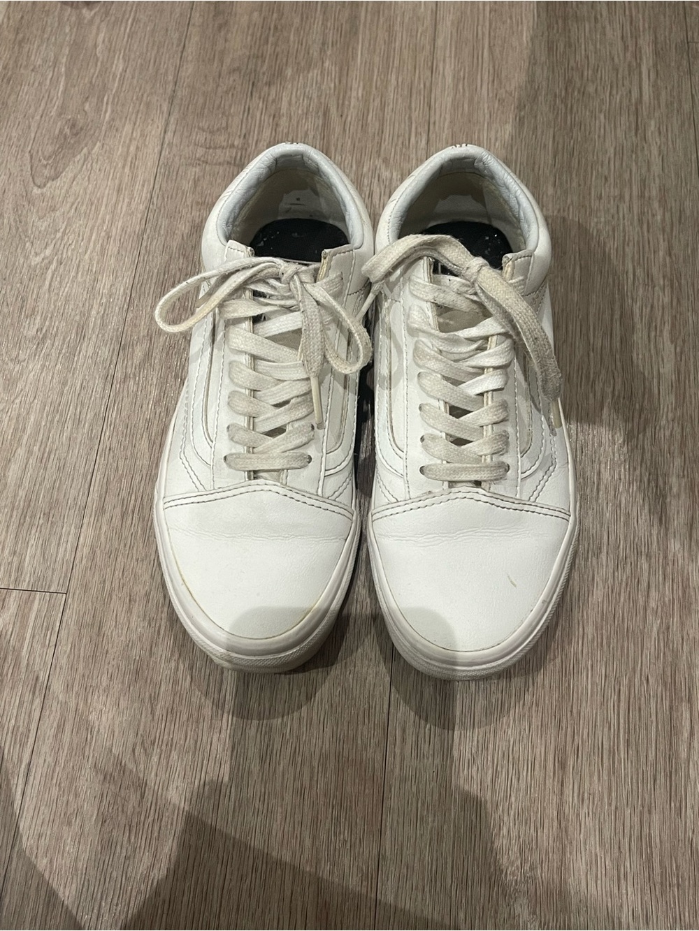 Vans Old Skool White Leather Sneakers – Women’s US 6 / EU 36 - Picture 4 of 8